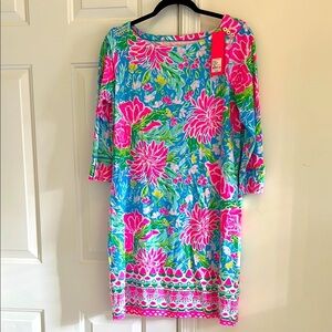 Lilly Pulitzer Pink Sheath Dress 3/4 Sleeve Resort Wear NWT UPF 50 The Sophie